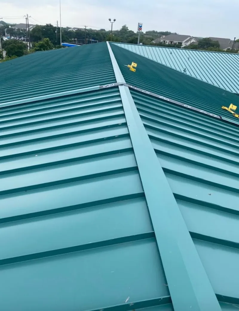 Green commercial metal roof ridge and valley for Metal Roof Repair in Morrilton